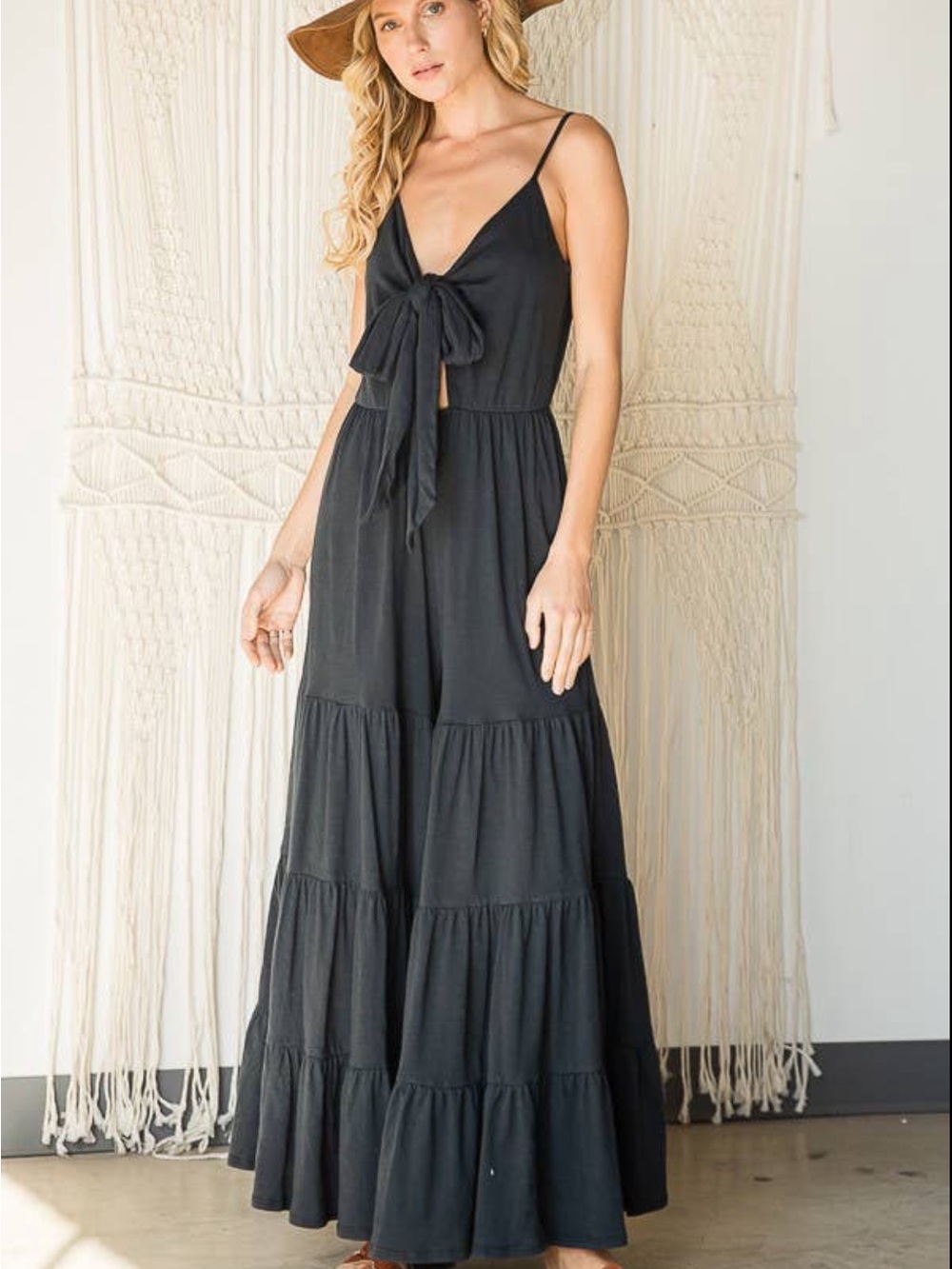BUCKETLIST Black Tie-Front Jumper